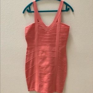 Peach body con dress